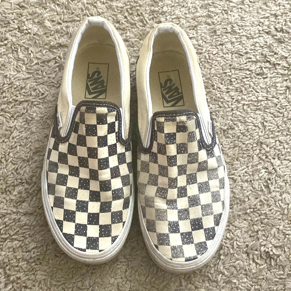 Black and white, checkered Vans
